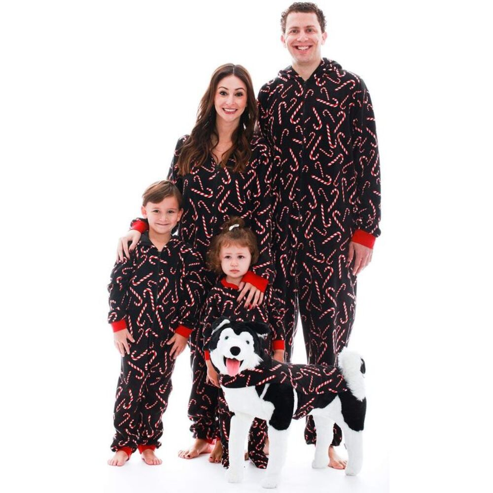 #followme -  One Piece Matching Candy Cane Adult Body Black